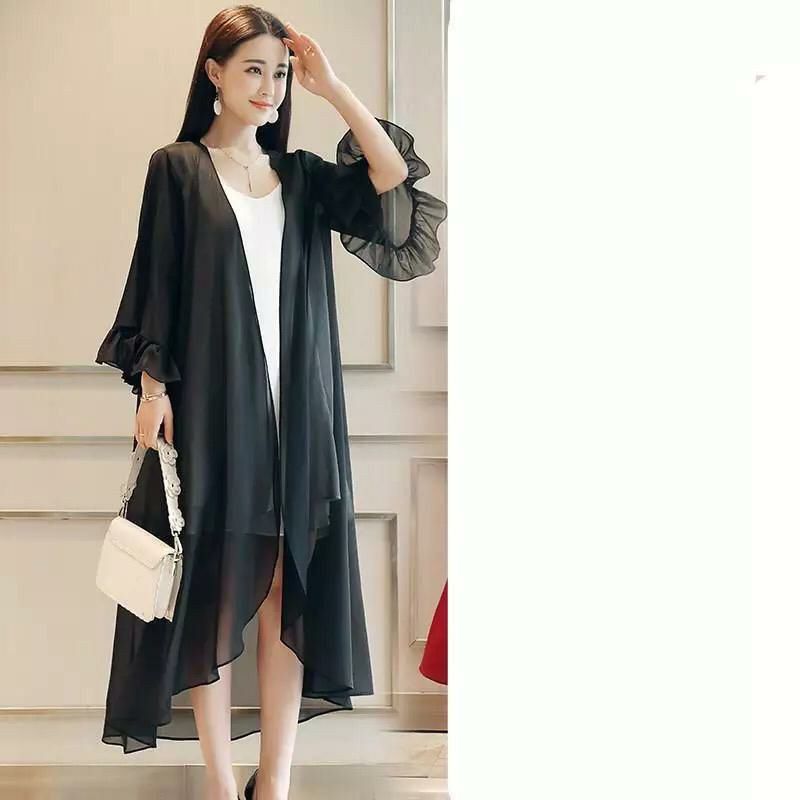 one fashion id Long cardigan transparan / outer wanita model korean style