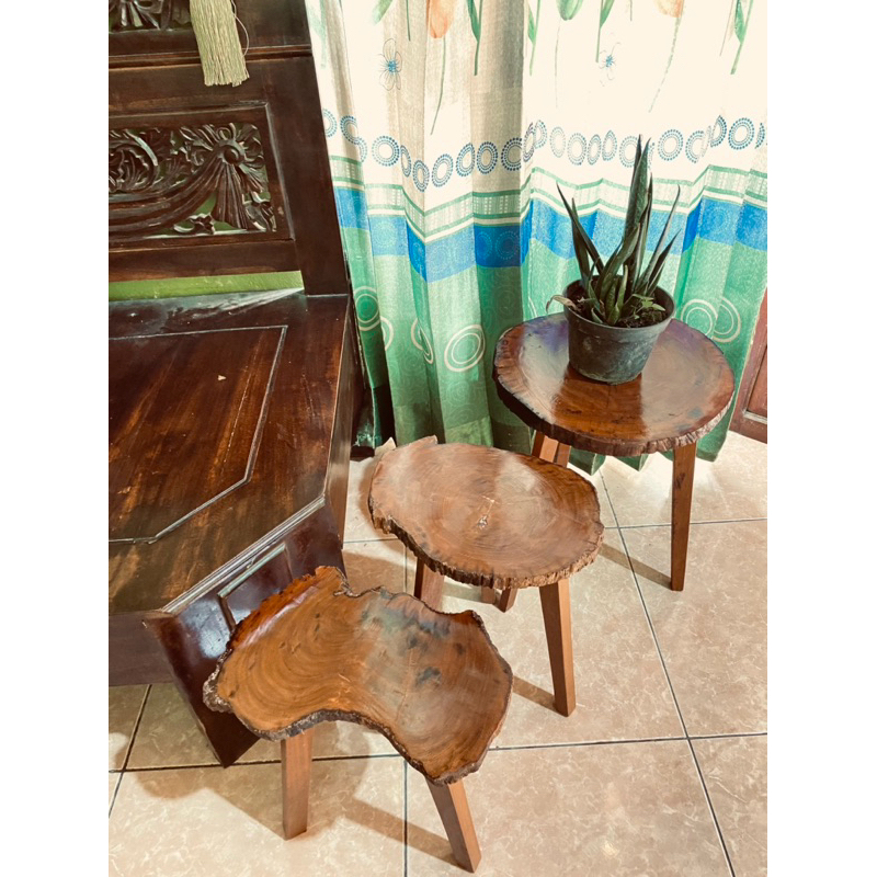 Meja minimalis/meja hias/meja tempat kopi asbak/ kayu Ulin bulat/meja murah/meja tren
