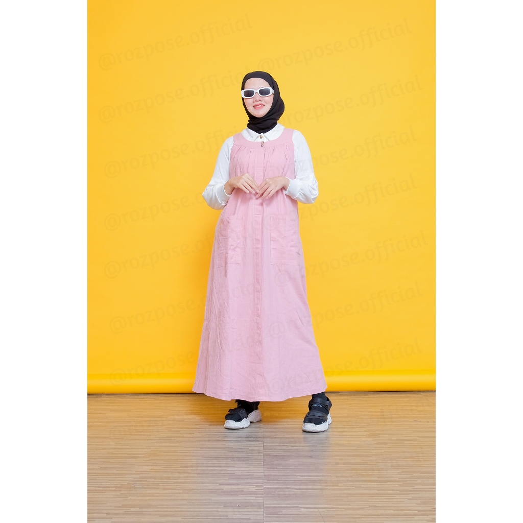 DEANA OVERALL / DRESS WANITA / DRESS KOREAN STYLE PINK