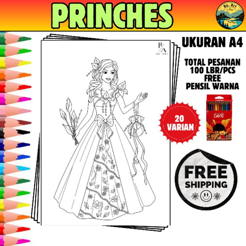 

kertas gambar mewarnai anak A4 (PRINCESS)
