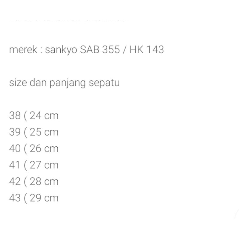 PENAWARAN SPESIAL sepatu karet pria formal sankyo SAB 355 ukuran 39/40/41/42/43 warna hitam