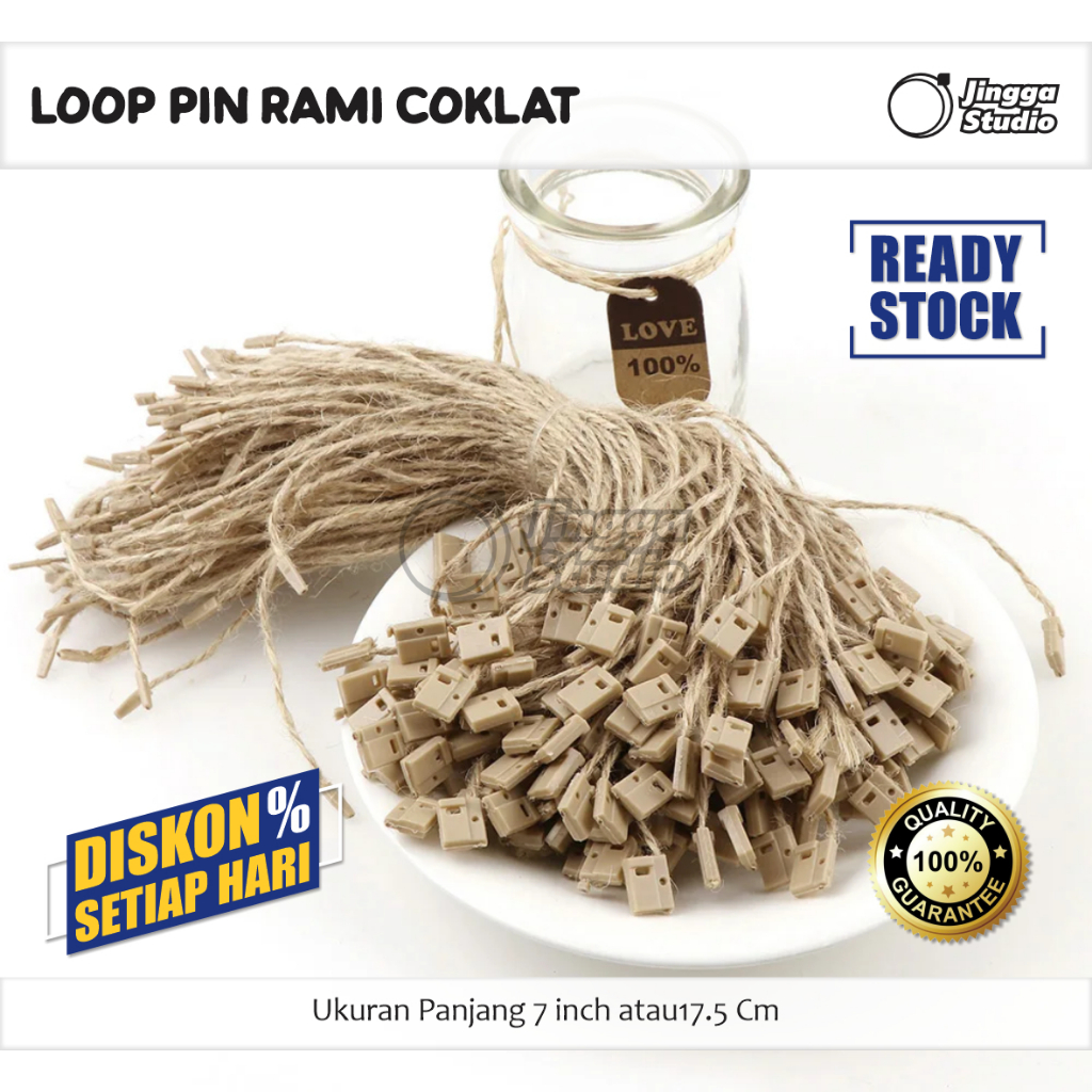 

Tali Hang Tag Rami Goni Coklat isi 100 Pcs