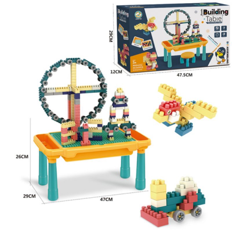 Mainan anak meja Lego brick building blocks table isi 328 pcs