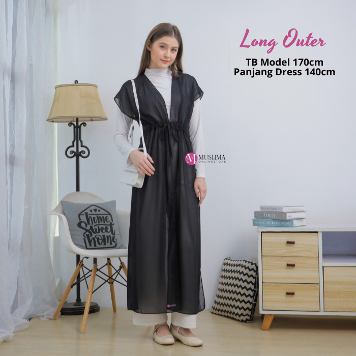 LONG OUTER DRESS PANJANG BAJU LUARAN ROMPI PANJANG OUTERWEAR WANITA