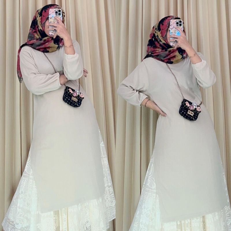 Tunik Knit Aliyah - Tunik Kekinian | Tunik Wanita | Tunik Knit Premium | Tunik Knit Lengan Panjang