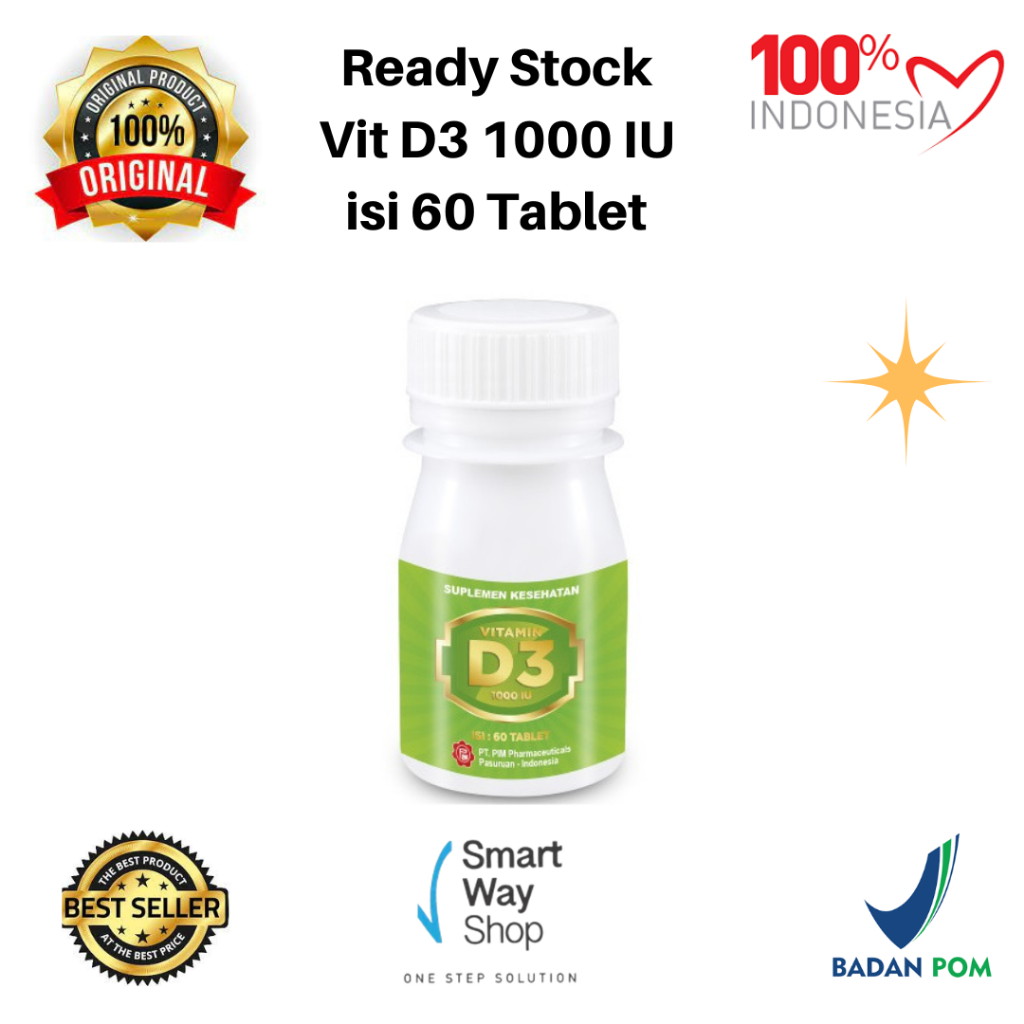 VITAMIN D3 1000 IU PIM 1 BOTOL isi 60 TABLET ORI BPOM HALAL