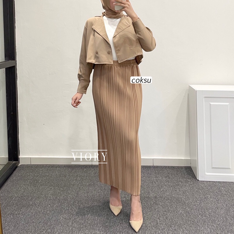 ROK PLISKET SLIM LURUS (rok span panjang/ rok plisket span)