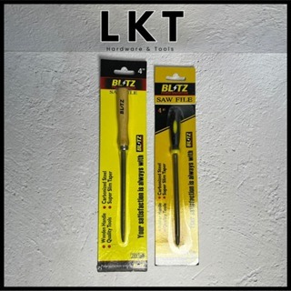 BLITZ Kikir Besi Segitiga Halus Gagang Karet / Kayu 4 Inch Slim Taper