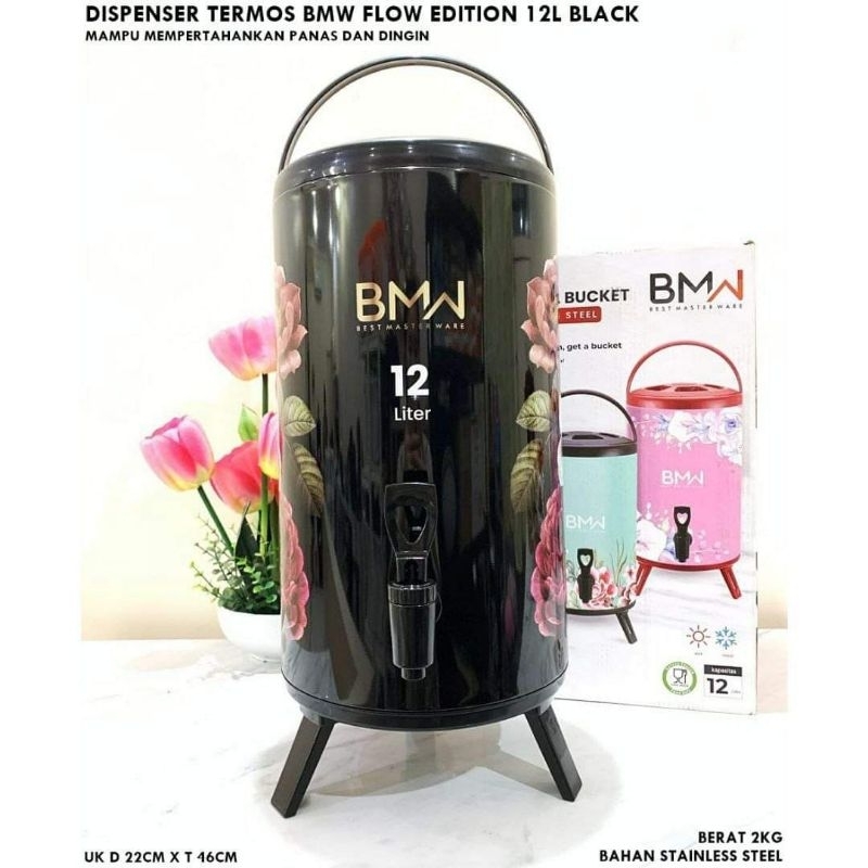 (KHUSUS RIAU DARATAN) MILK TEA BUCKET STAINLESS MOTIF BMW DISPENSER TERMOS BMW