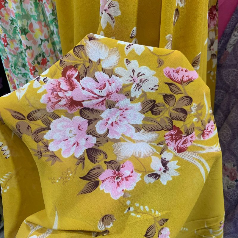 Kain Ceruty Babydoll - Kain Bahan Ceruty Motif Bunga - Kain Bahan Ceruty