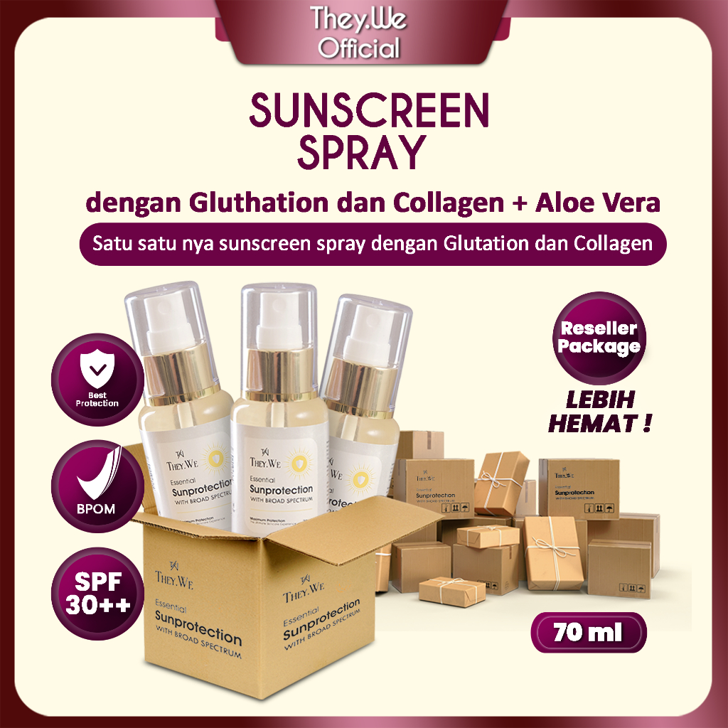 They.We Paket Reseller Sunscreen Spray Wajah 70ML SPF30 PA+++ | Serum Sunscreen Skin Sinar UV
