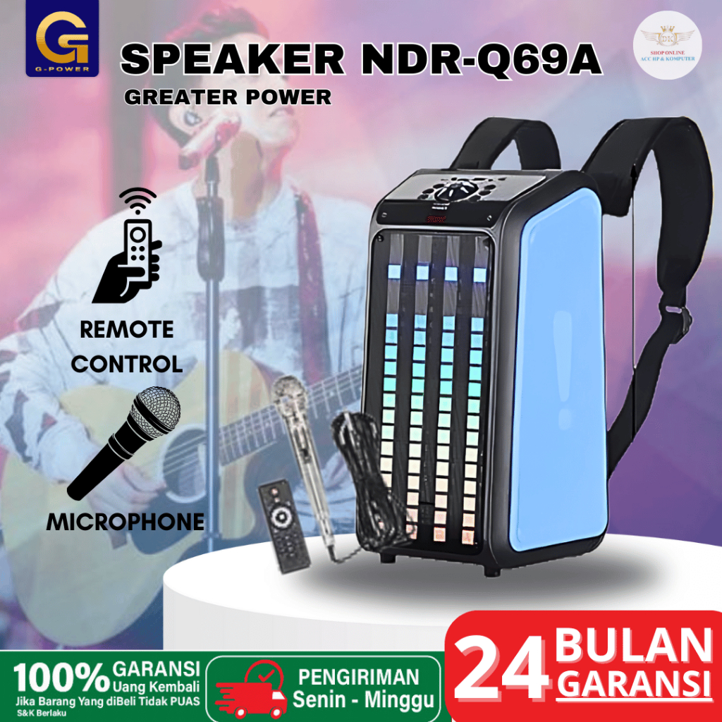 SPEAKER BLUETOOTH NDR Q69A BENTUK TAS ADA LED LAMP