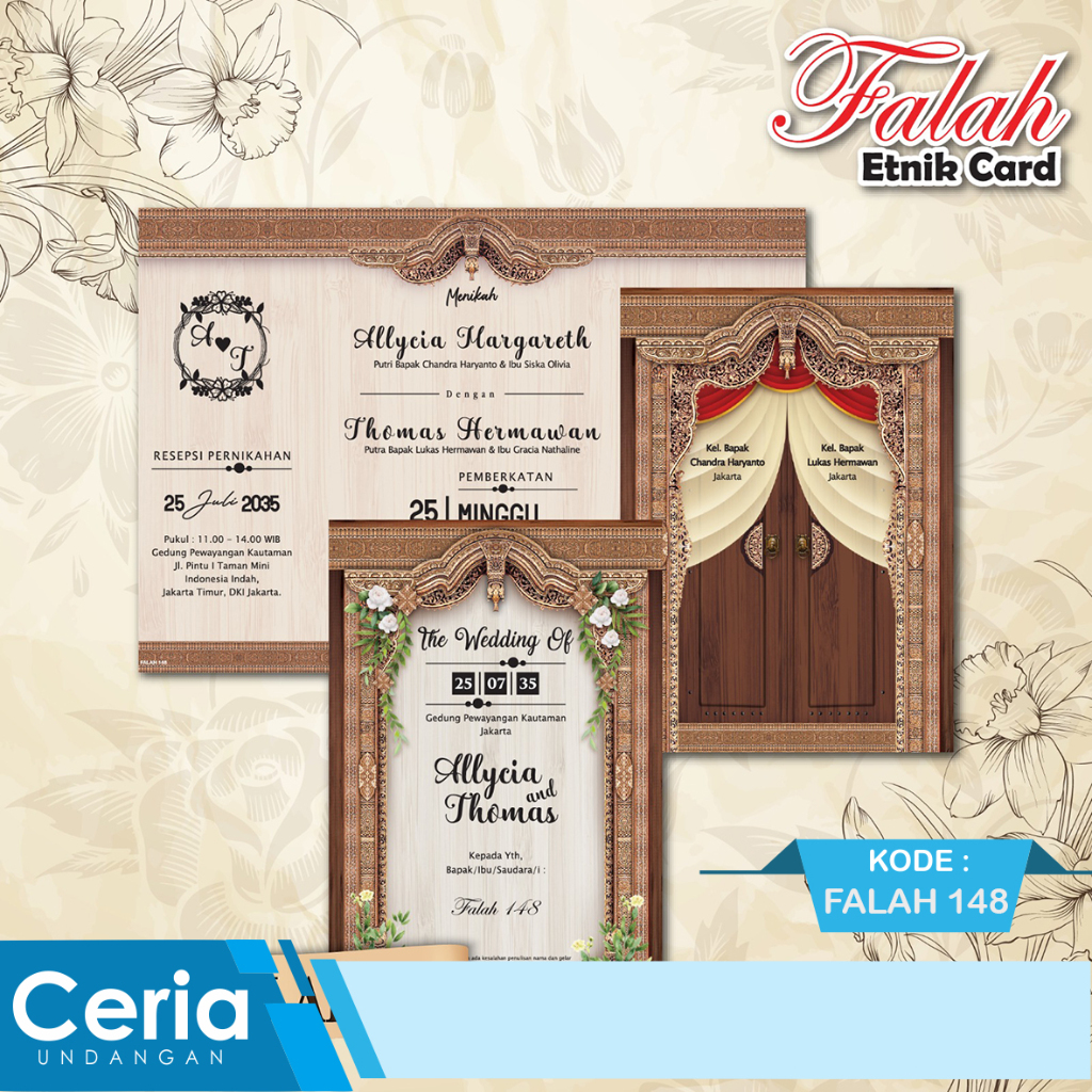 Blangko Undangan Pernikahan atau Undangan Nikah Murah Merek Falah 148 Free File Setting