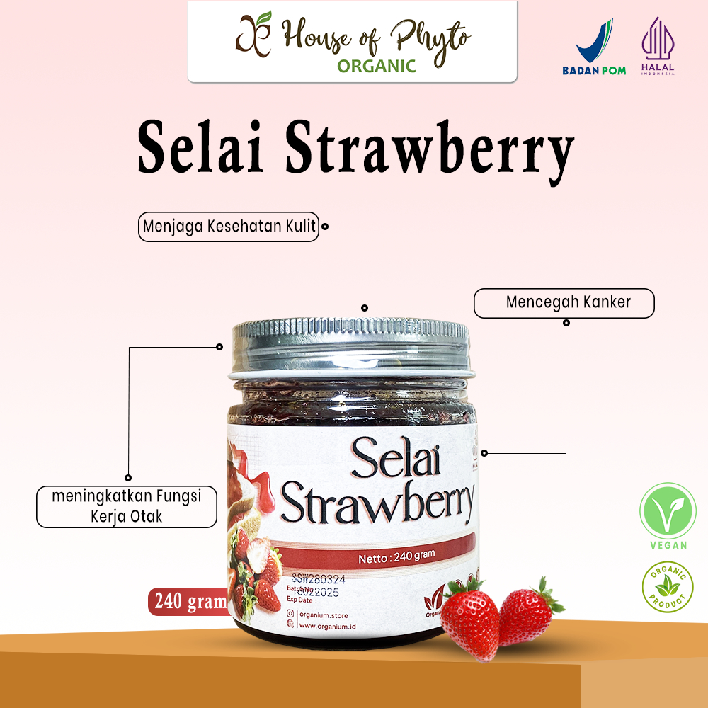 

Strawberry Jam ORGANIUM Selai Strawberry , Selai Roti Stroberi - 240g