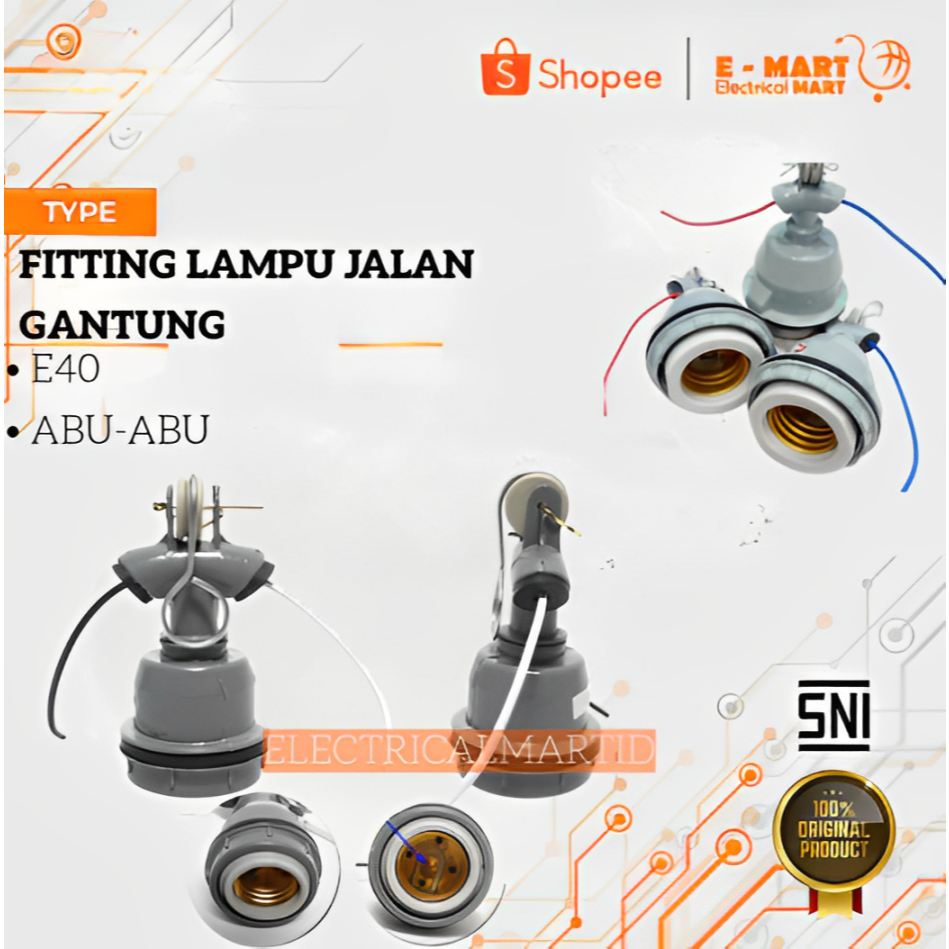 FITTING KAP LAMPU JALAN E40 / FITTING GANTUNG E40 KERAMIK