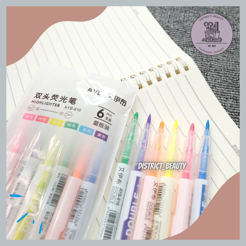 

STABILO DUA SISI 1 SET 6 PCS HIGHLIGHTER WARNA WARNI HIGHLIGHTER 2 IN 1 MULTICOLOR TERMURAH