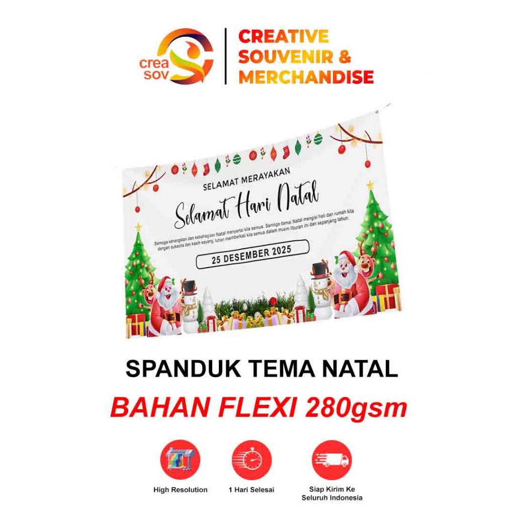Creasov - Spanduk Natal Banner Natal Spanduk Gereja Backdrop Natal Spanduk Murah uk. 100 x 50 cm