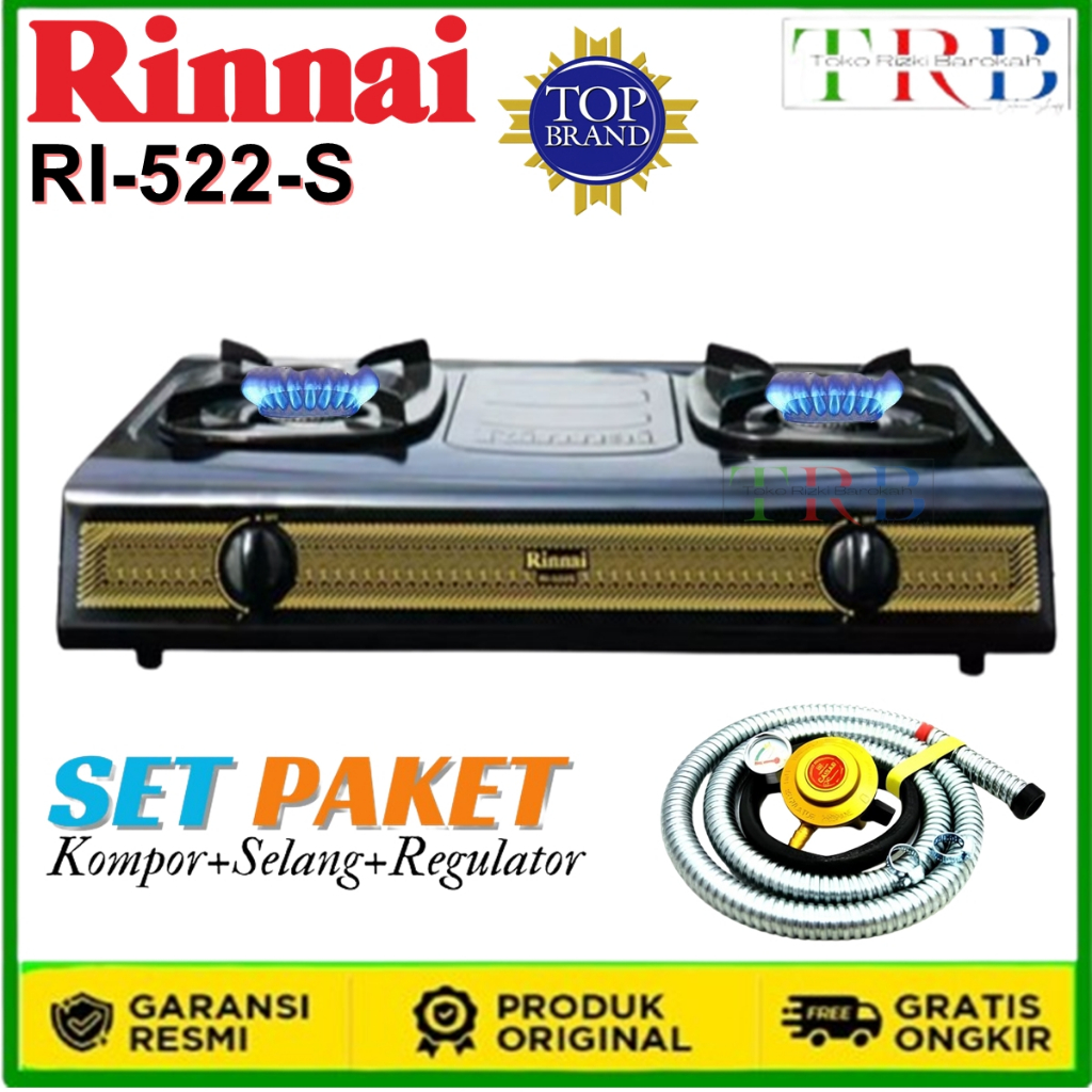 Rinnai Kompor Gas 2 Tungku RI 522 S / Kompor 2 Tungku / Kompor Rinnai 2 Tungku / Kompor Rinai 2 Tung