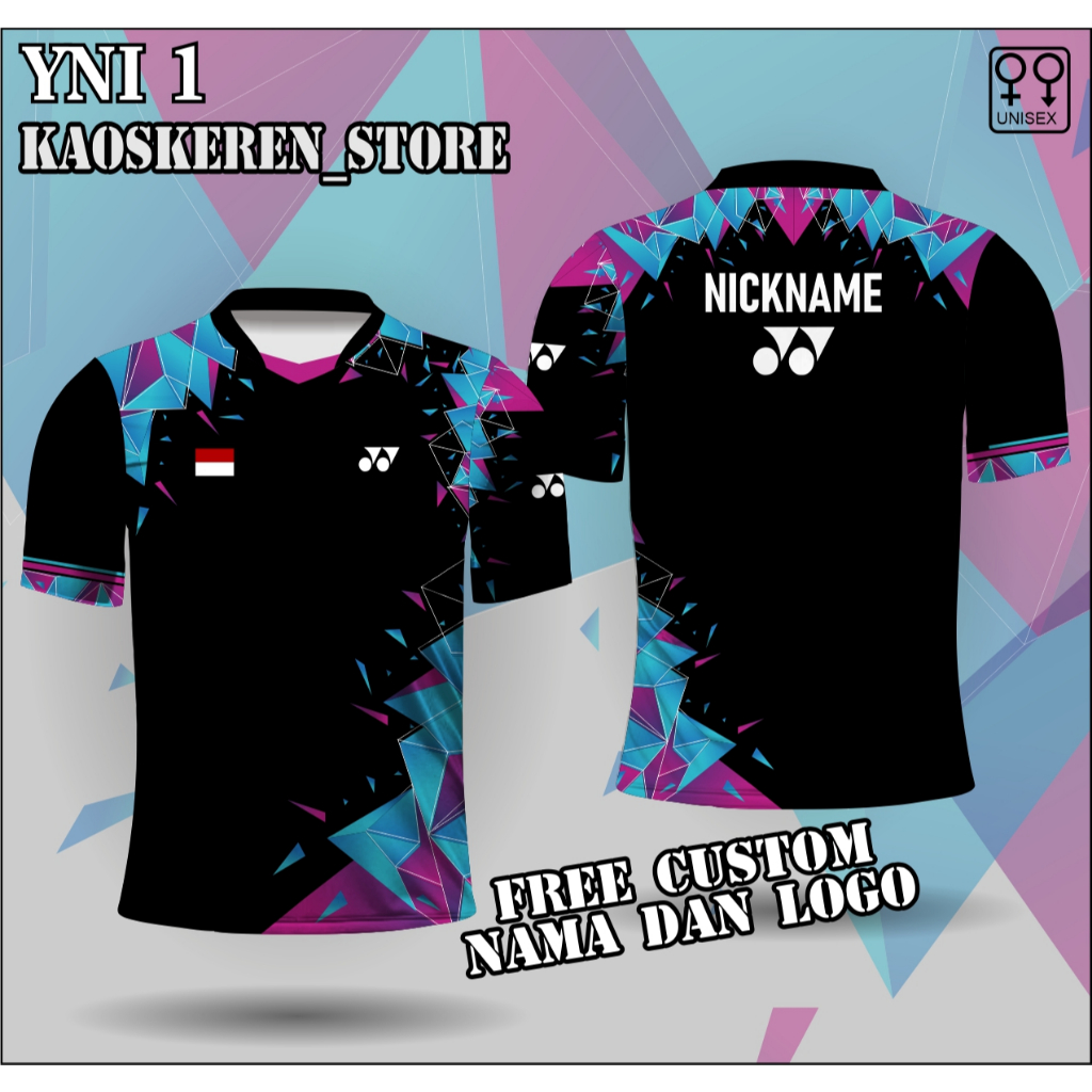 jersey badminton yonex baju olahraga bulutangkis yonex unisex free custom nama logo