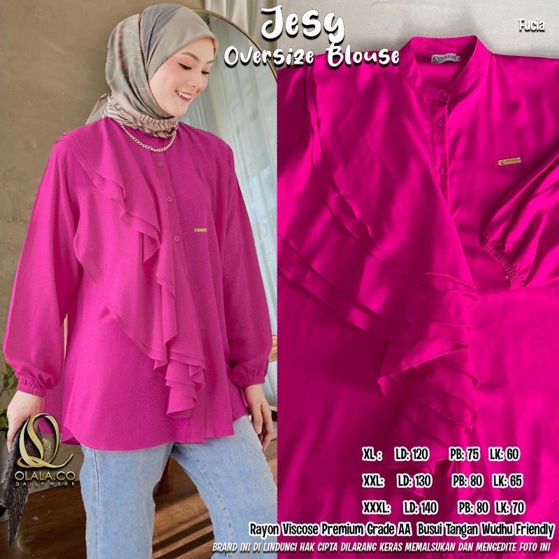 Jesy Blouse Oversize Jumbo Polos Fuschia Sage Green Katun Rayon Viscose Bahan Adem By Olala