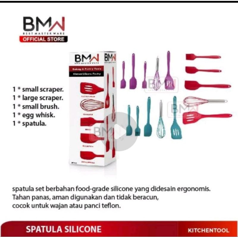 BMW 5piece baking props silicone kitchenware Peralatan Kue spatula kue