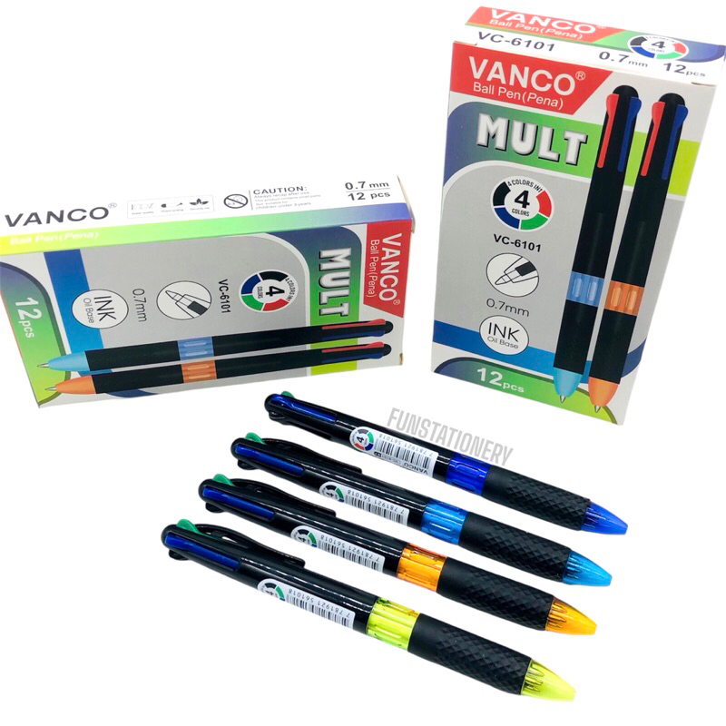 

(1 PCS) PULPEN VANCO 4 WARNA VC-6101 OFFICE (0.7mm) / BALL PEN / PENA