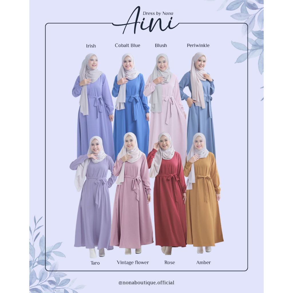 AINI DRESS/AINI DRESS BY NONA BOUTIQUE/DRESS KONDANGAN/DRESS SIMPLE/ABAYA/DRESS POLOS/GAMIS POLOS