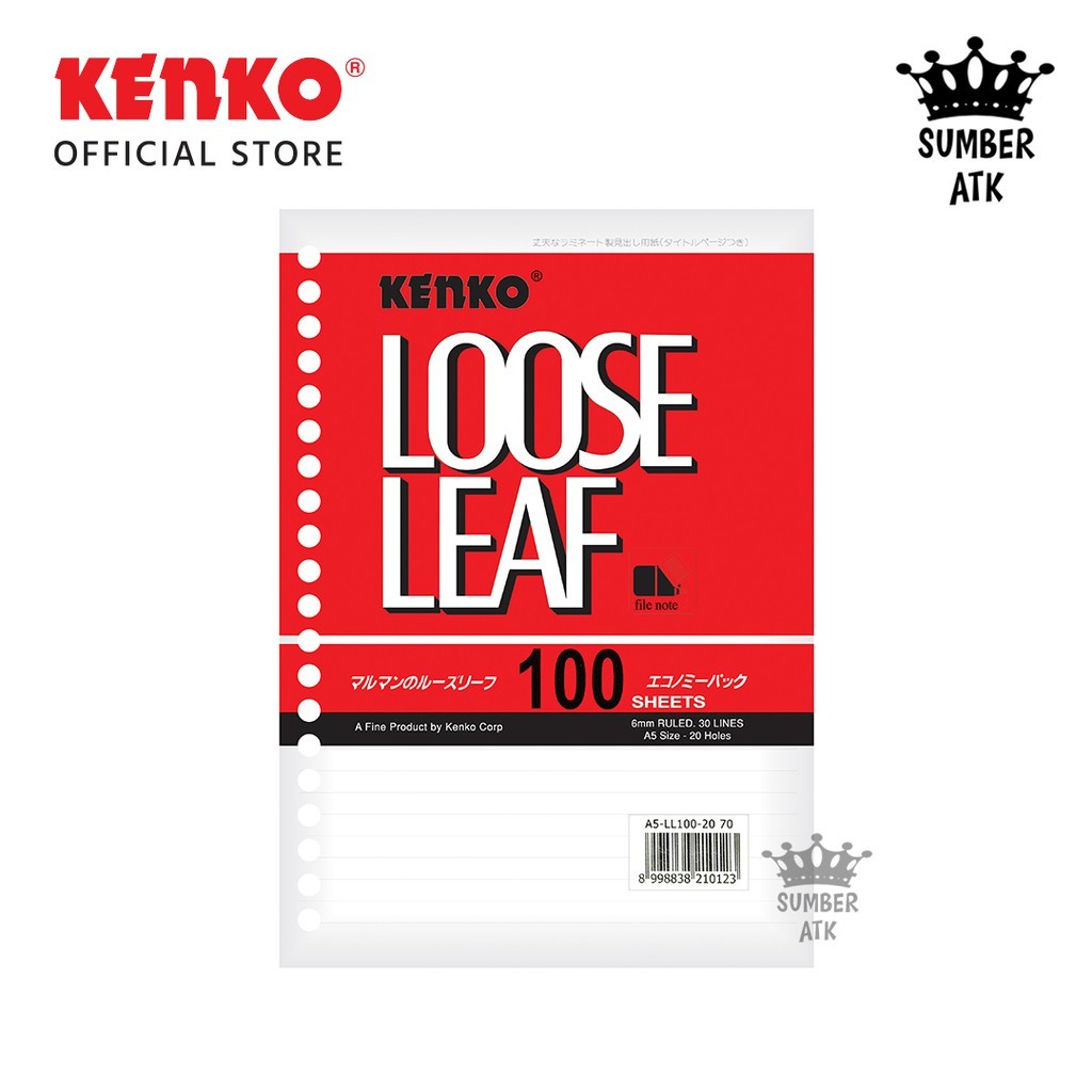 

LOOSE LEAF A5-LL 100 2070 / KERTAS BINDER (100 Lembar) - 1 SET KENKO