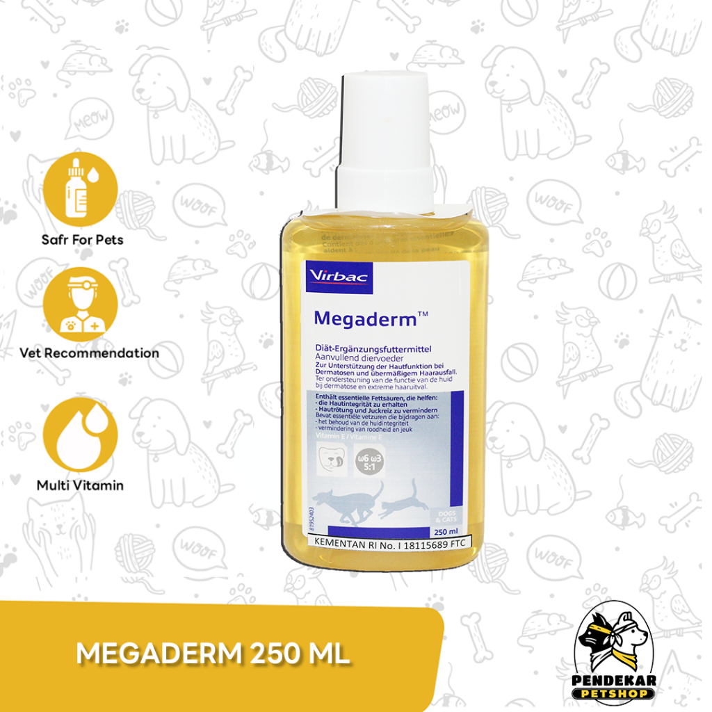 VIRBAC MEGADERM 250 ML VITAMIN BULU ANJING KUCING