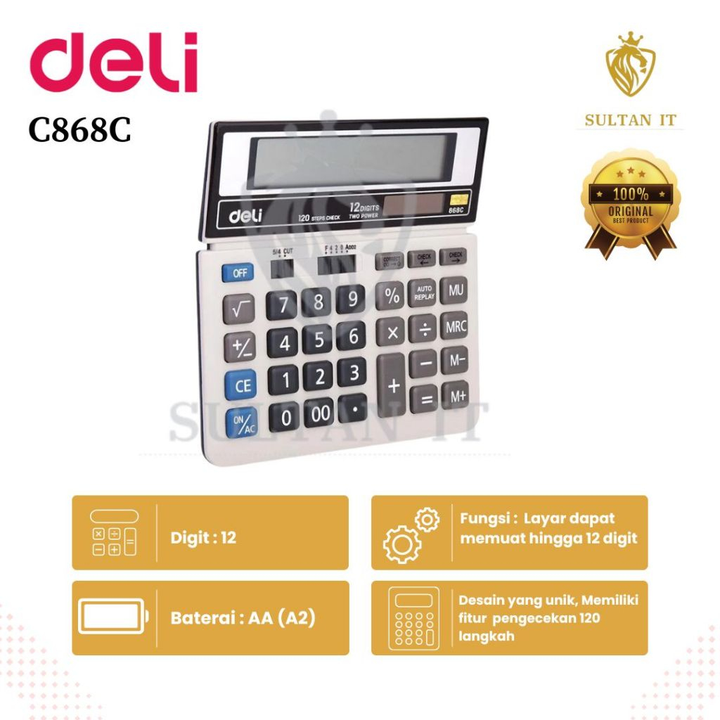 

Kalkulator Deli C-868C / Kalkulator Hitung 12 Digit 868C / Peralatan Kantor Murah ORIGINAL