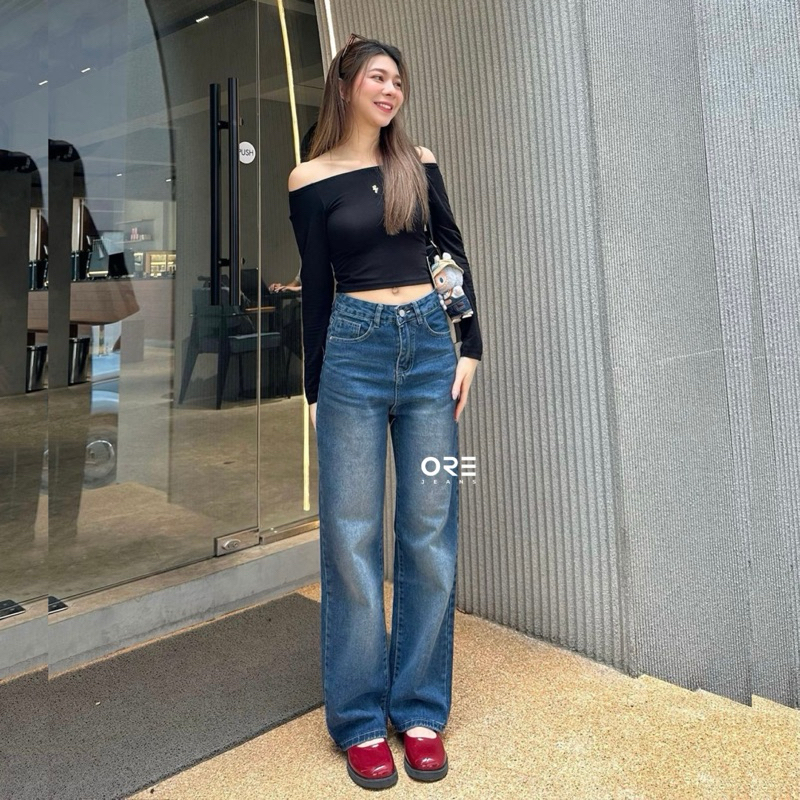 ORE - Celana Kulot HP907S Jeans Highwaist Wash Non Strech Darkblue / Size 27-34