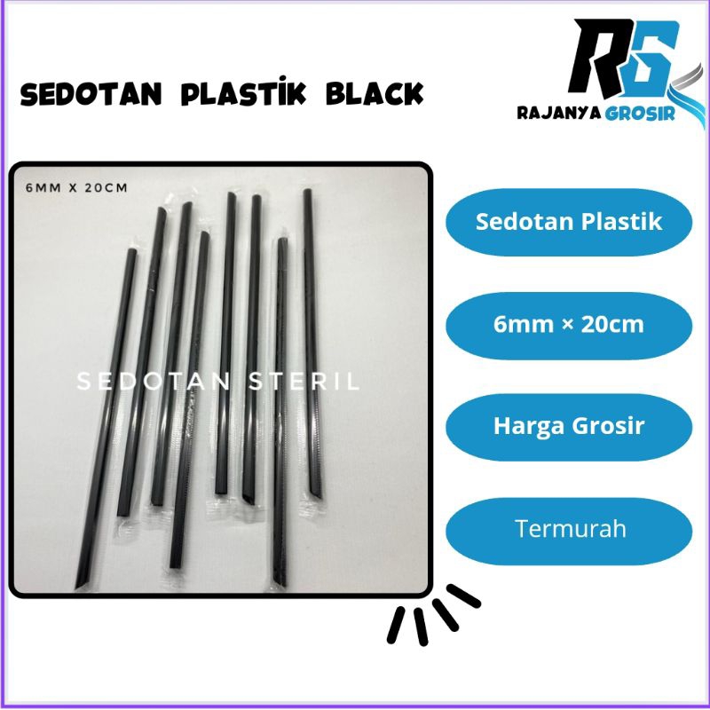 SEDOTAN isi 250pcs / SEDOTAN PLASTIK 1 Dus 40 pack  / WARNA HITAM