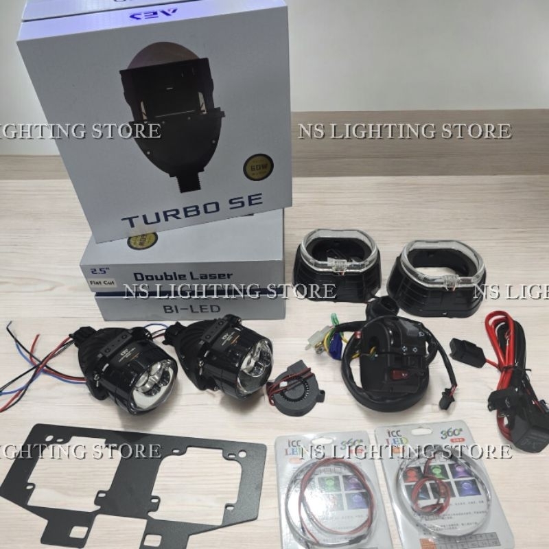 PROJI PROJECTOR BILED AES TURBO SE DOUBLE LASER 60WATT NMAX NEW