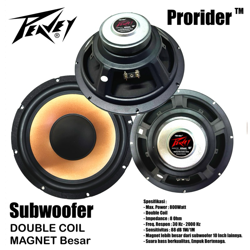 speaker Subwoofer peavey Prorider 10 inch 800watt super bass Embassy