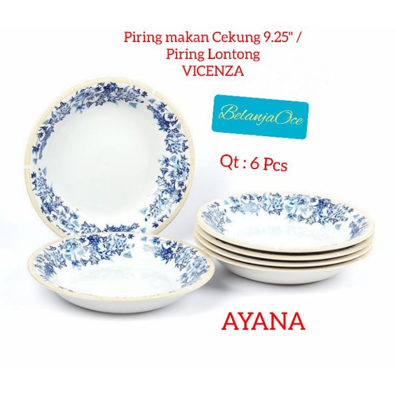 Piring makan Cekung Omega Keramik VICENZA 9.25 inch (6 Pcs)