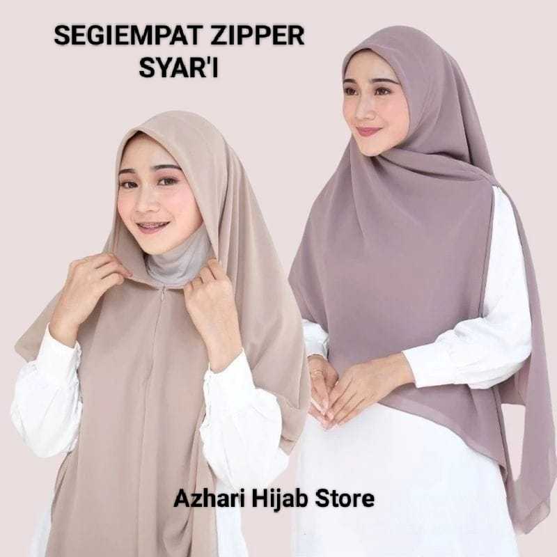 HIJAB INSTAN SEGIEMPAT ZIPPER RESLETING CERUTY BABYDOLL / HIJAB SEGITIGA ZIPPER RESLETING