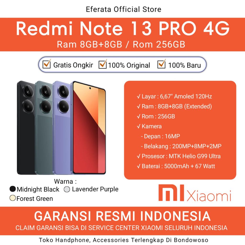 Handphone Xiaomi Redmi Note 13 Pro 8/256GB 4G