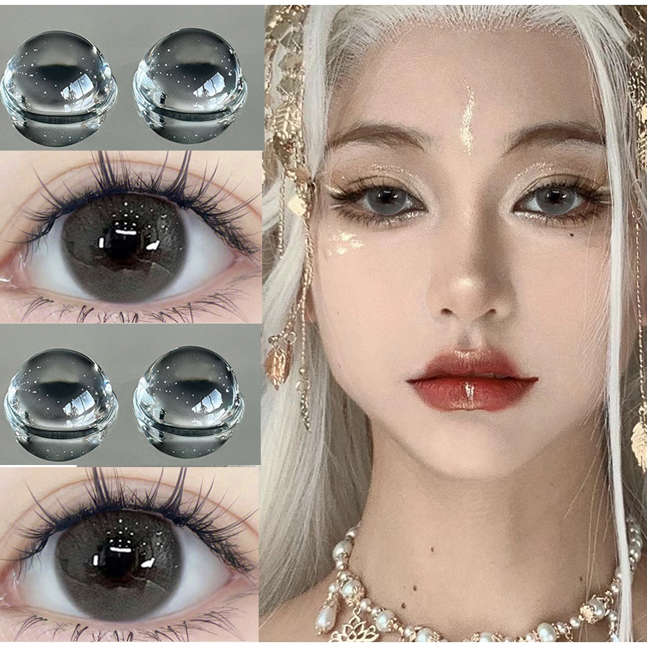 [COD]  ungu biru biru abu-abu hitam  soflens 14.5 mm kontak lensa normal softlens grey softlens mura