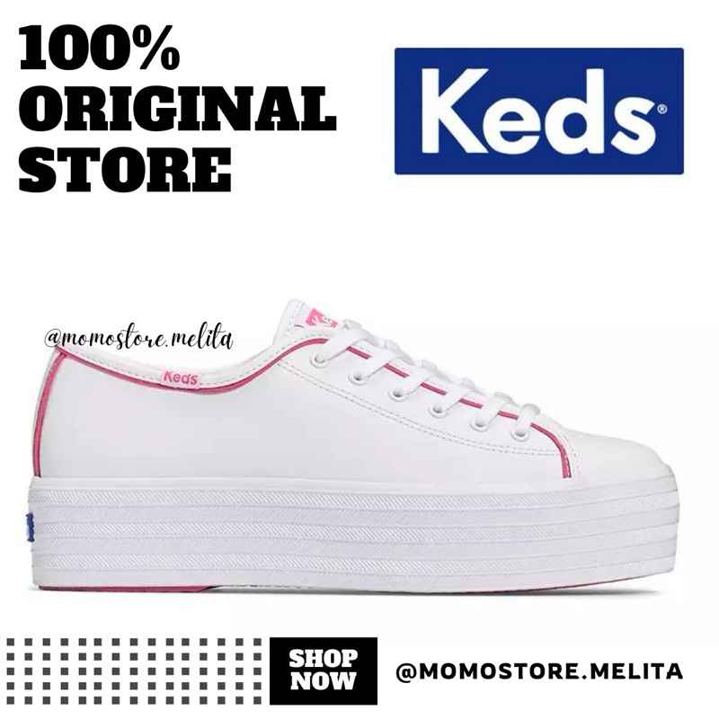 KEDS Triple Up Leather Pop Binding Sepatu Sneakers Wanita Branded Original Store