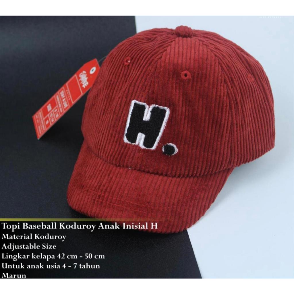 Topi Anak Baseball Curduroy inisial huruf Keren Cewe Cowo ala style Korea keren