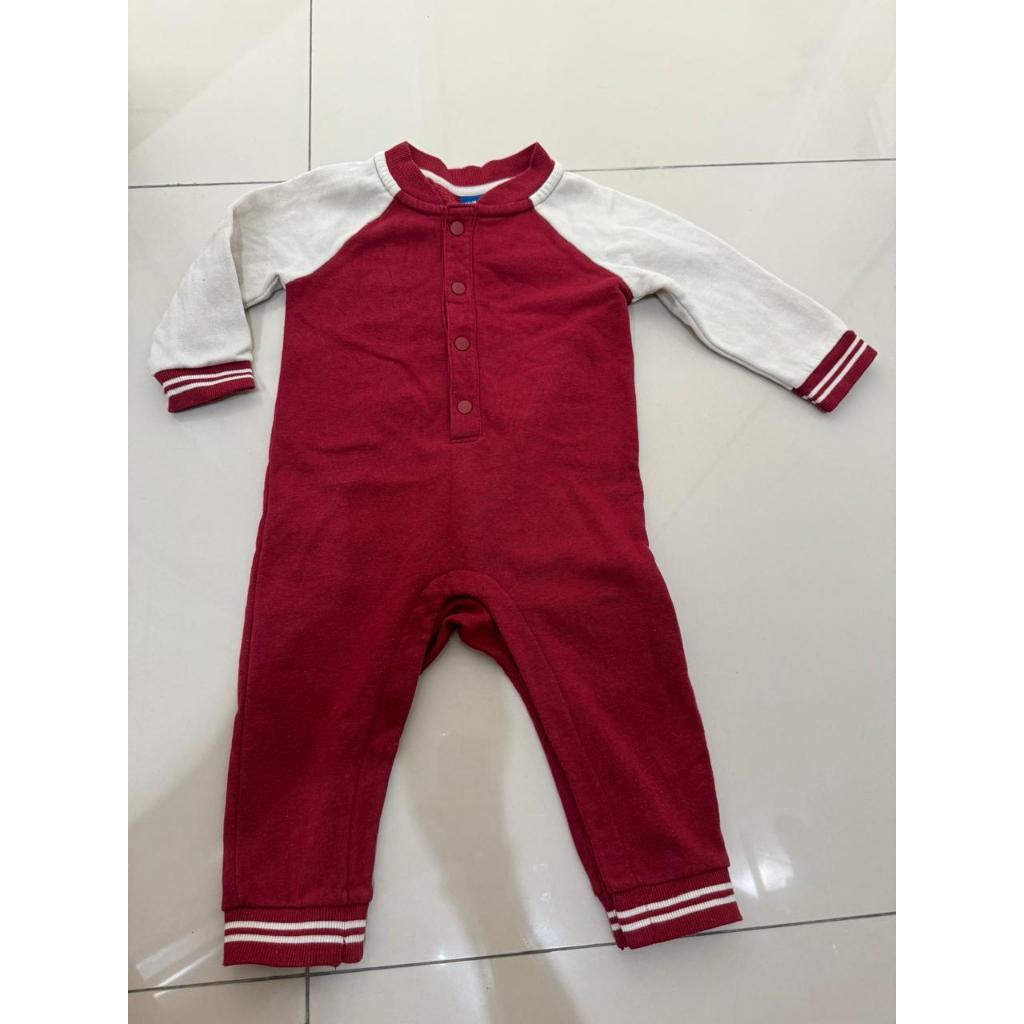 PRELOVED OLD NAVY SLEEPSUIT BASEBALL MAROON BAJU BAYI MERAH BODYSUIT BABY