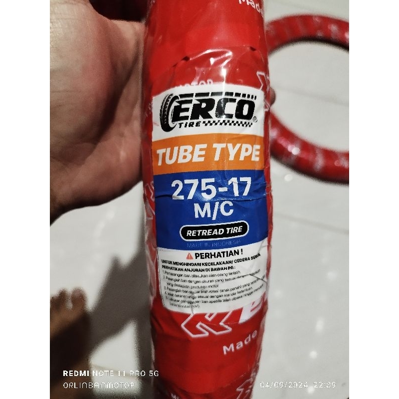 Ban Erco 80/90-17 Tube Type/Ban Luar Erco 275-17 Non tubles/Ban Belakang Erco Supra 125/Ban Belakang