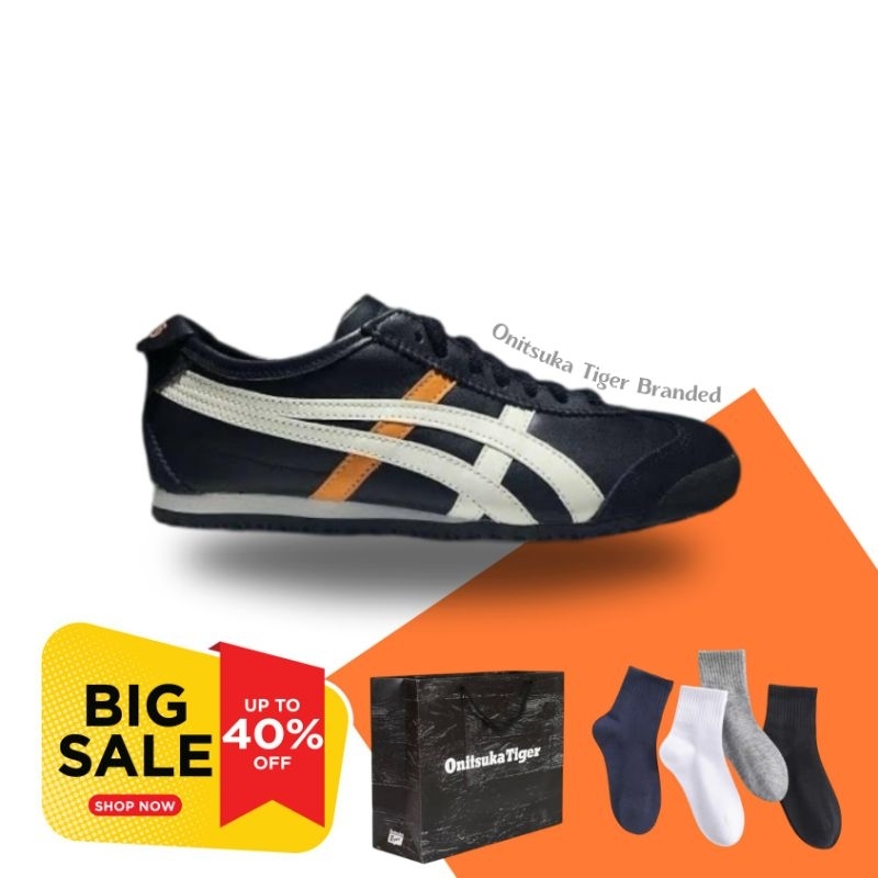 Sepatu Onitsuka Tiger Mexico 66 Navy White Orange Free Paperbag