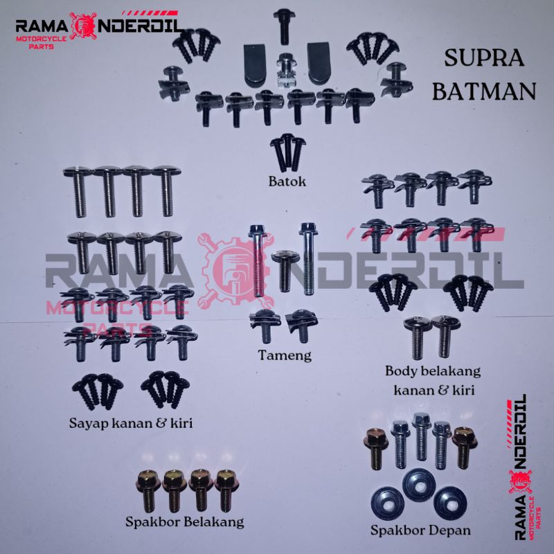 Baut full body motor (lengkap) Honda Supra X 125