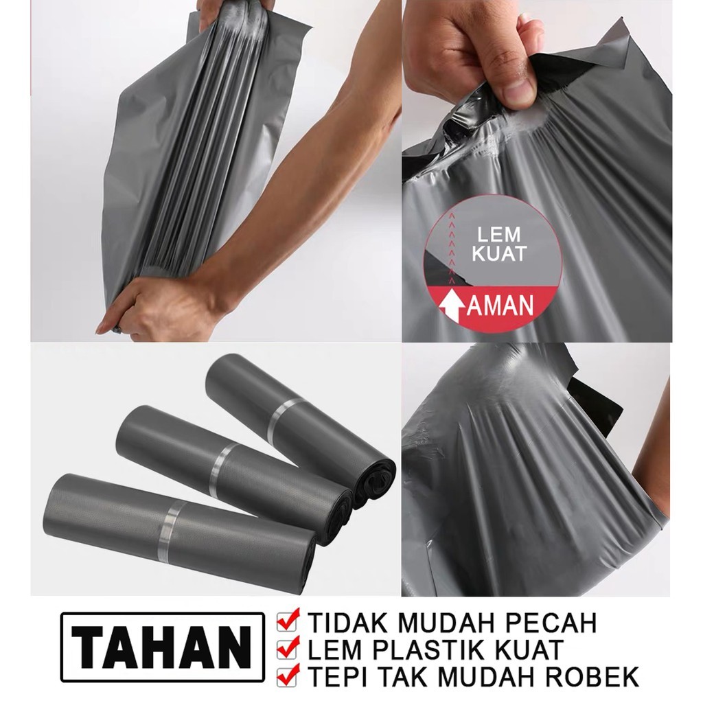 

PLASTIK PACKAGING POLYMAILER UKURAN 20X30 WARNA ABU-ABU DAN HITAM 100 PCS