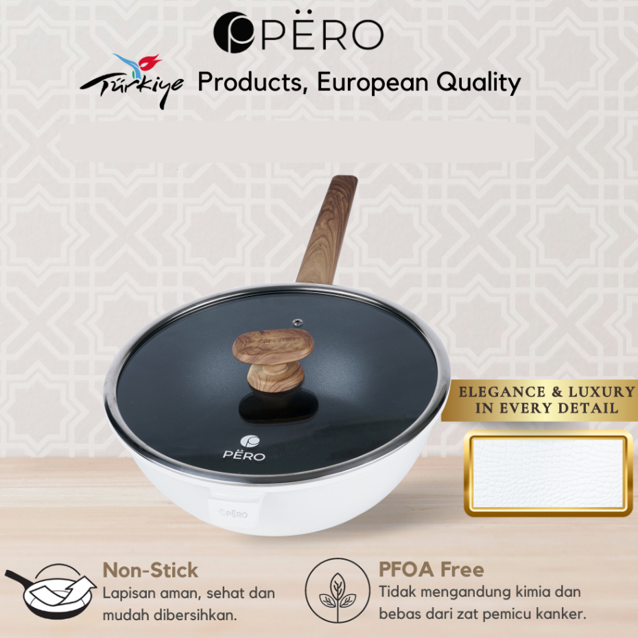 Pero Croco Sauce Pan 18cm with Glass Lid White Panci