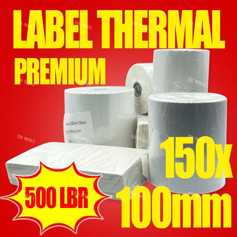 

Label Thermal 100x150mm Waterproof / Sticker Label Continuous / Label Kertas Isi 500pcs Tidak Luntur Lem Kuat