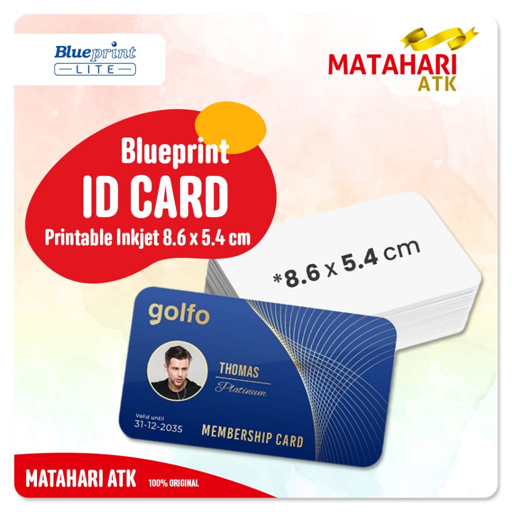 

Kartu Printable Inkjet ID CARD Blueprint 8.6 x 5.4 cm 760 Micron Print / IDCARD Print Inkjet