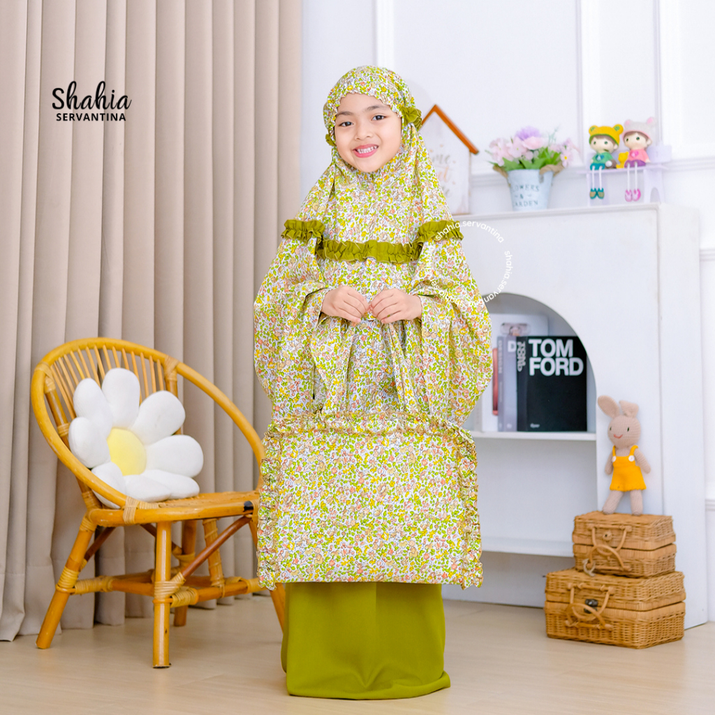 Shahia Servantina - [Set Sajadah] Nadira Mukena Anak Perempuan 3-10 tahun Mukena Cotton Rayon Twill