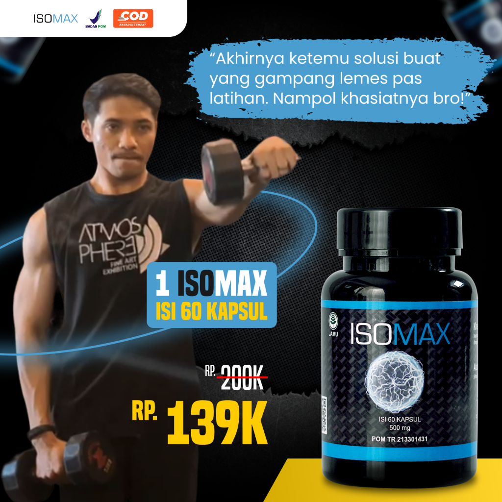 Isomax Suplemen Penambah Massa Pembentuk Otot | Kapsul Penambah Stamina Tubuh Pria dan Wanita